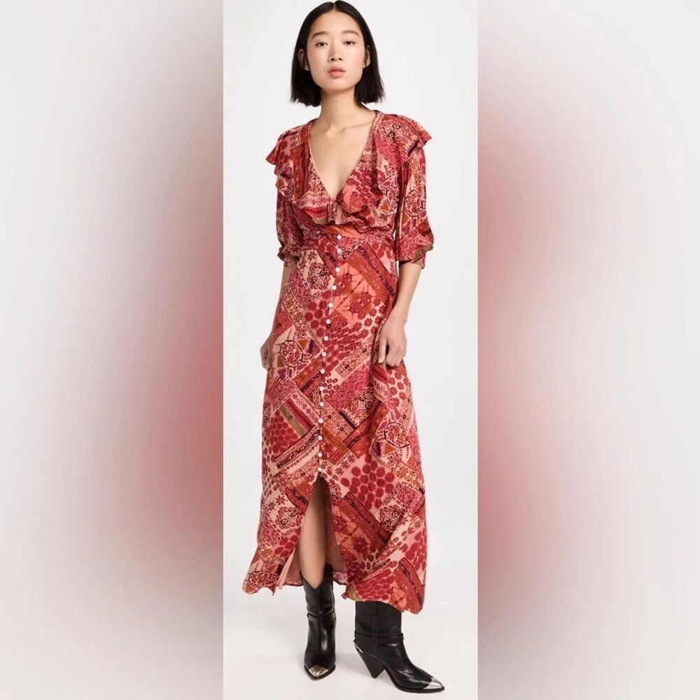 Free People Lennon Maxi Dress In Primrose Combo Boho Size XS